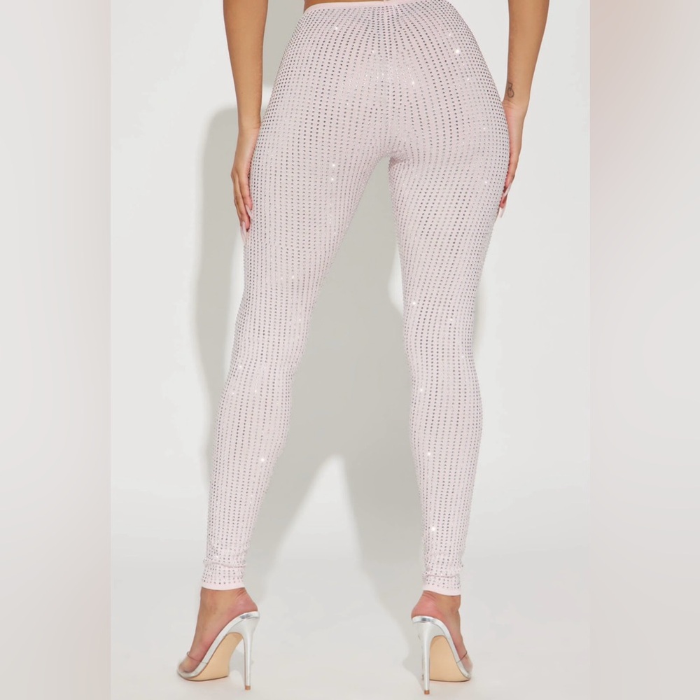 Pink Sparkling Rhinestone Leggings - Picture 3 of 3